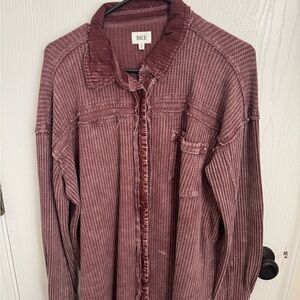 BKE Women's Burgundy Button Up Shirt